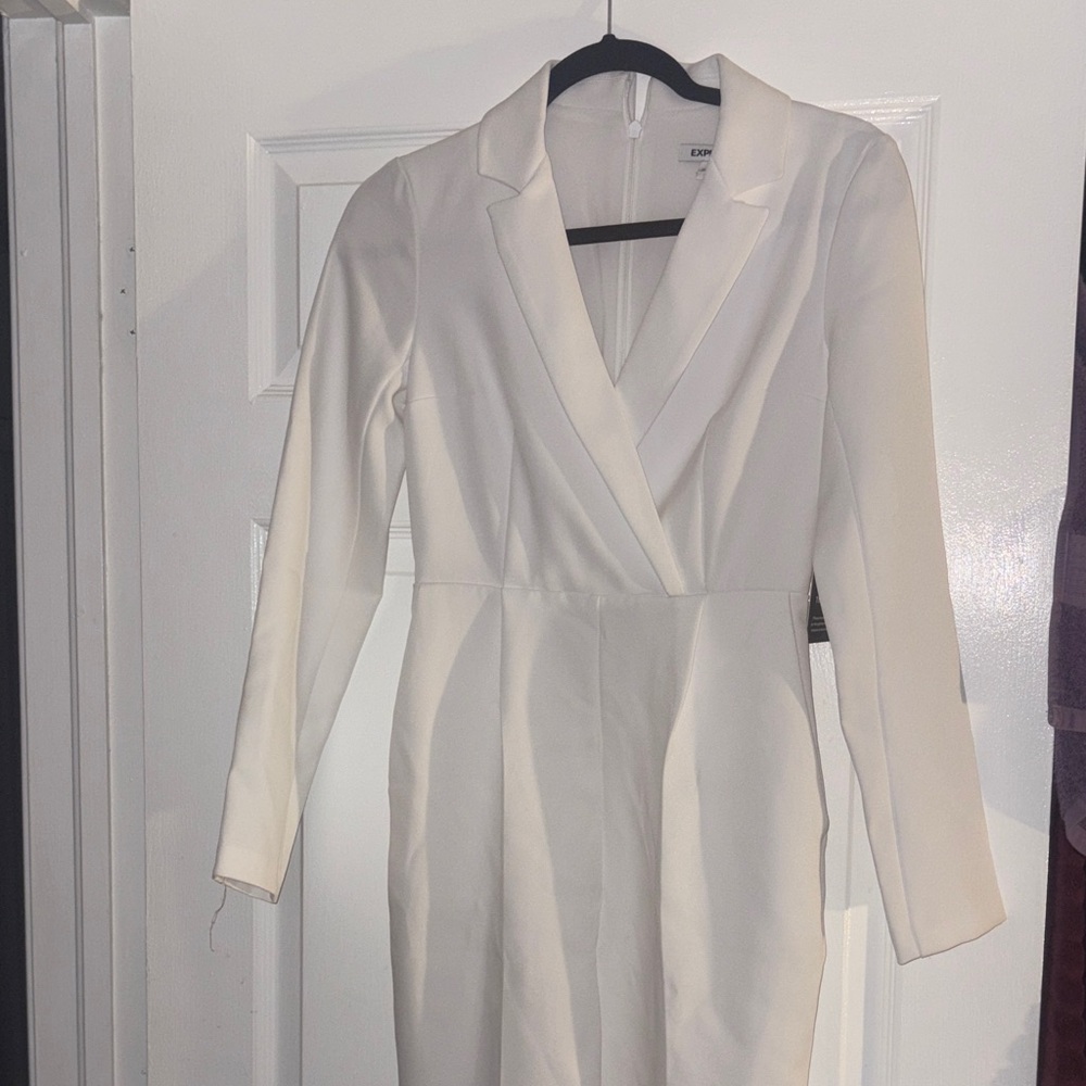Express Cream Long Sleeve Blazer Dress
